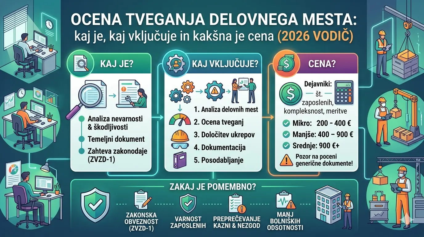 Ocena tveganja delovnega mesta: kaj je, kaj vključuje in kakšna je cena (2026 vodič)